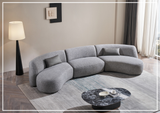 Gio Italia Dovelle Curved Sectional Sofa With Premium Textured Fabric