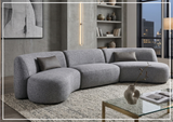 Gio Italia Dovelle Curved Sectional Sofa With Premium Textured Fabric