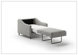 Ethos Fabric Chair Cot Sleeper Sofa With Wood or Chrome Legs