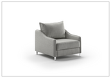 Ethos Fabric Chair Cot Sleeper Sofa With Wood or Chrome Legs