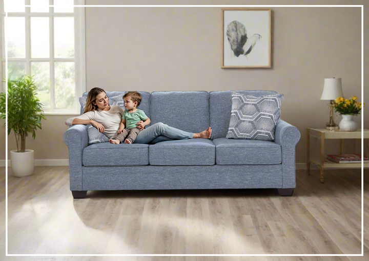 Gio Italia Como Bella Queen Sofa Sleeper in Denim Blue-SOFABED