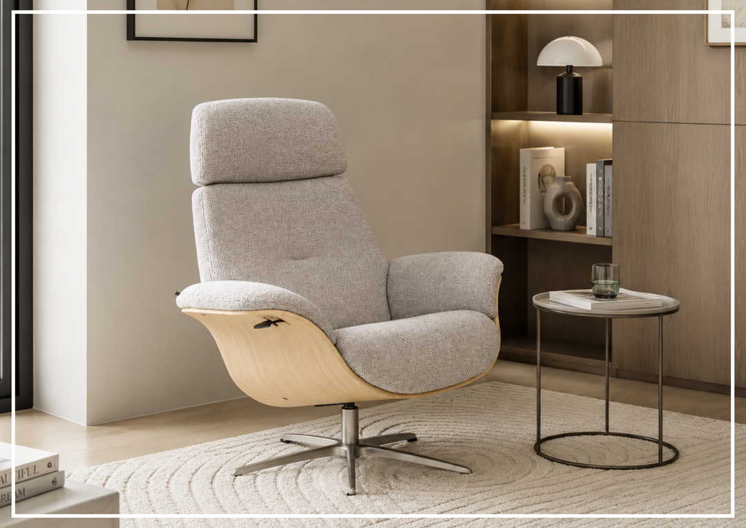 Fjords Falcon Manual Recliner Chair with Swivel Base & Footstool-Sofabed