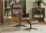 Fjords Falcon Manual Recliner Chair with Swivel Base & Footstool-Sofabed