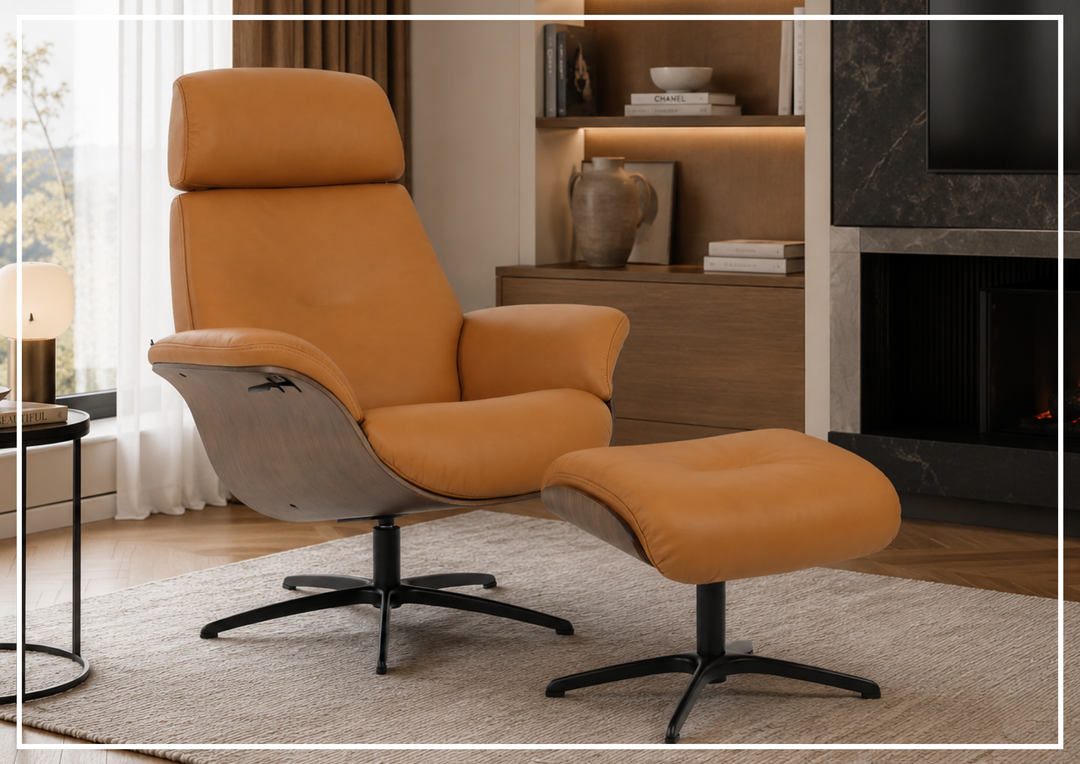 Fjords Falcon Manual Recliner Chair with Swivel Base & Footstool-Sofabed