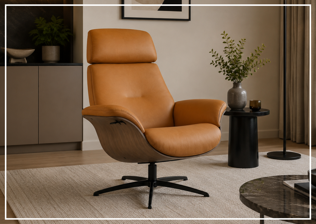 Fjords Falcon Manual Recliner Chair with Swivel Base & Footstool-Sofabed