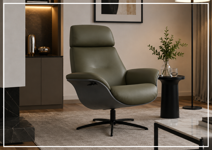 Fjords Falcon Manual Recliner Chair with Swivel Base & Footstool-Sofabed