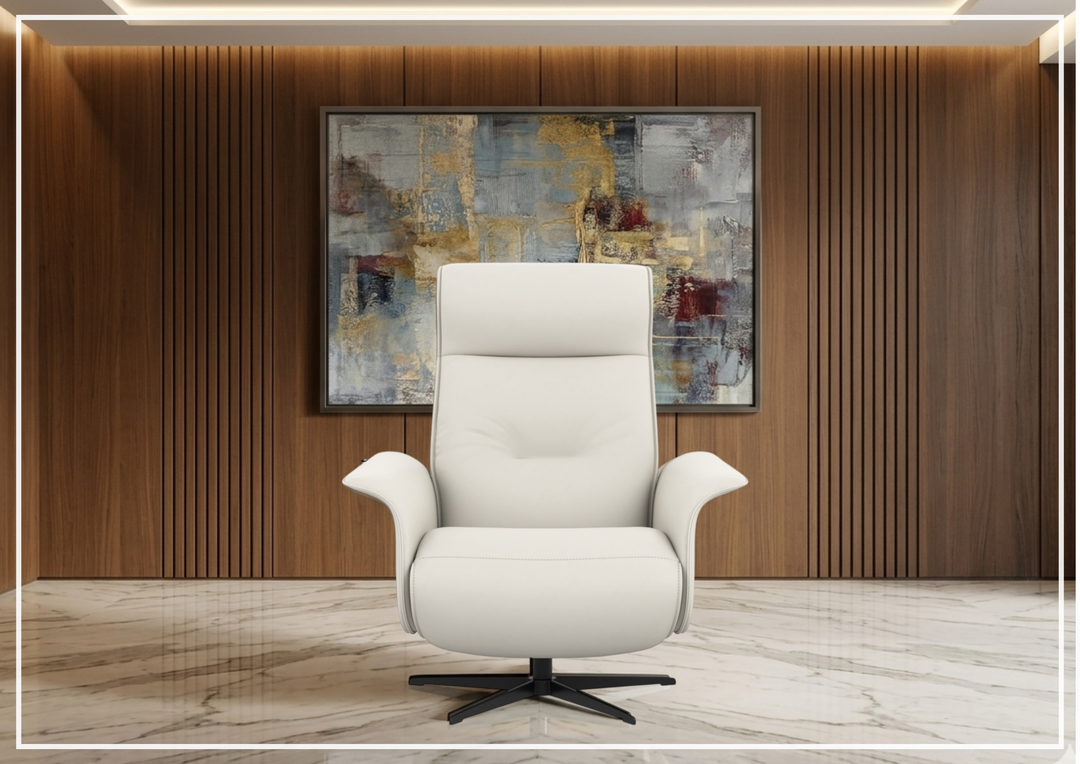 Fjords Finn Leather Power Recliner Chair with Swivel Glider Base-Sofa Bed