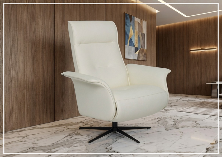Fjords Finn Leather Power Recliner Chair with Swivel Glider Base-Sofa Bed