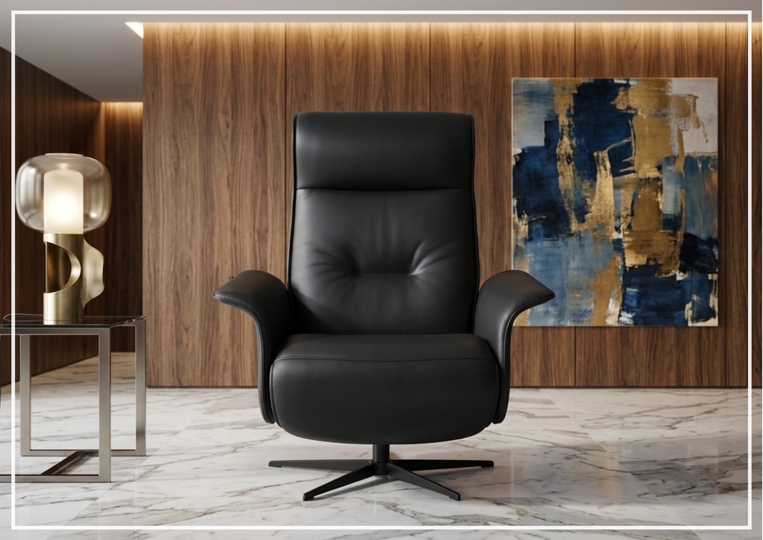 Fjords Finn Leather Power Recliner Chair with Swivel Glider Base-Sofa Bed
