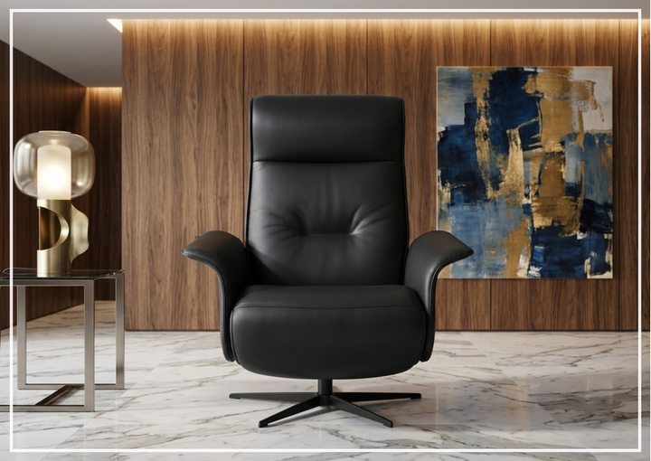 Fjords Finn Leather Power Recliner Chair with Swivel Glider Base-Sofa Bed