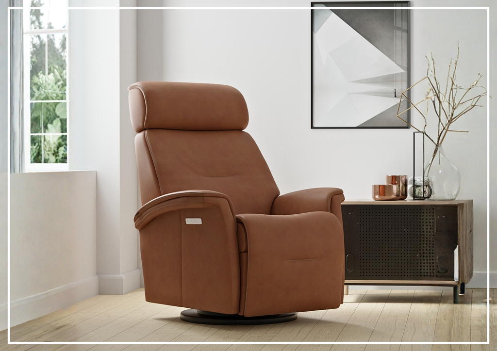 Fjords Rome Leather Power Recliner with Motorized Controls- SofaBed