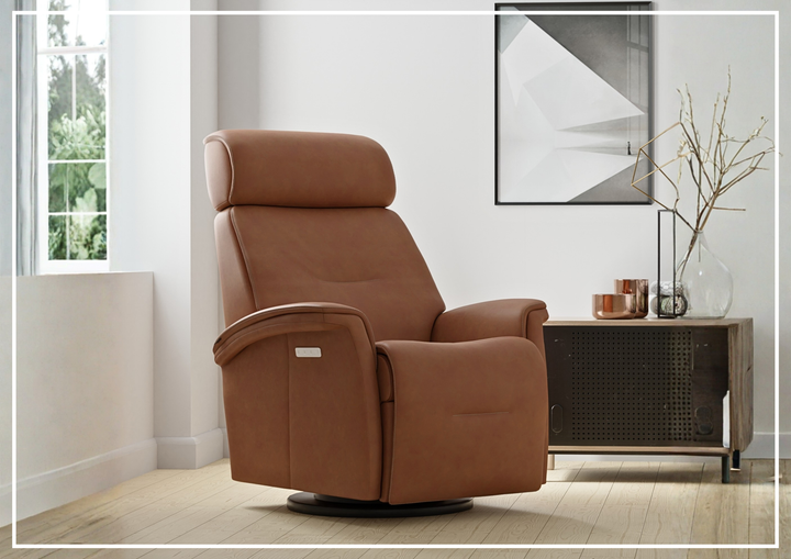 Fjords Rome Leather Power Recliner with Motorized Controls- SofaBed