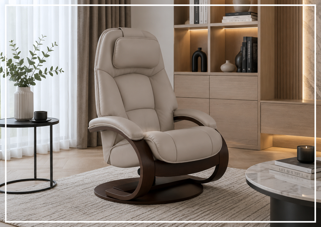 Fjords Admiral C Recliner Chair with Foot Stool and Swivel Base