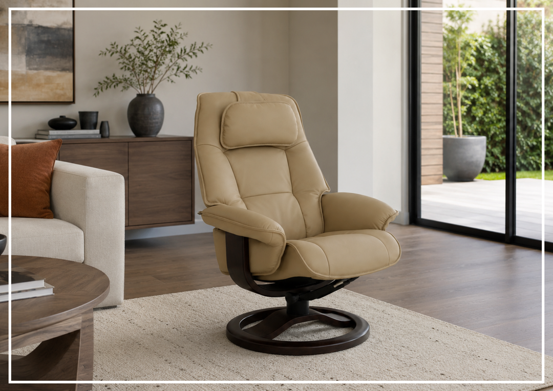 Fjords Admiral R Recliner Chair with Foot Stool and Swivel Base