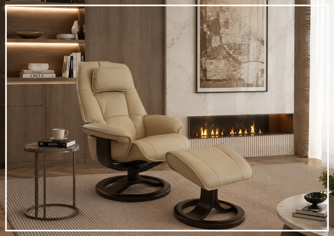 Fjords Admiral R Recliner Chair with Foot Stool and Swivel Base