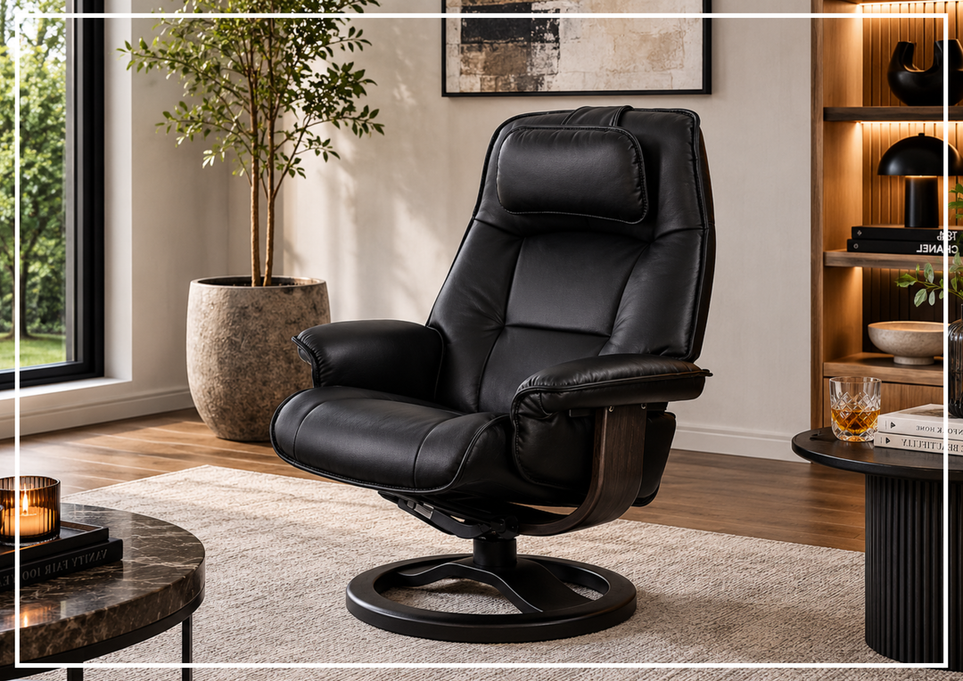 Fjords Admiral R Recliner Chair with Foot Stool and Swivel Base