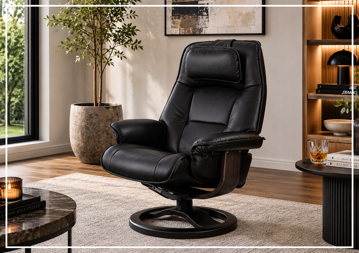 Fjords Admiral R Recliner Chair with Foot Stool and Swivel Base