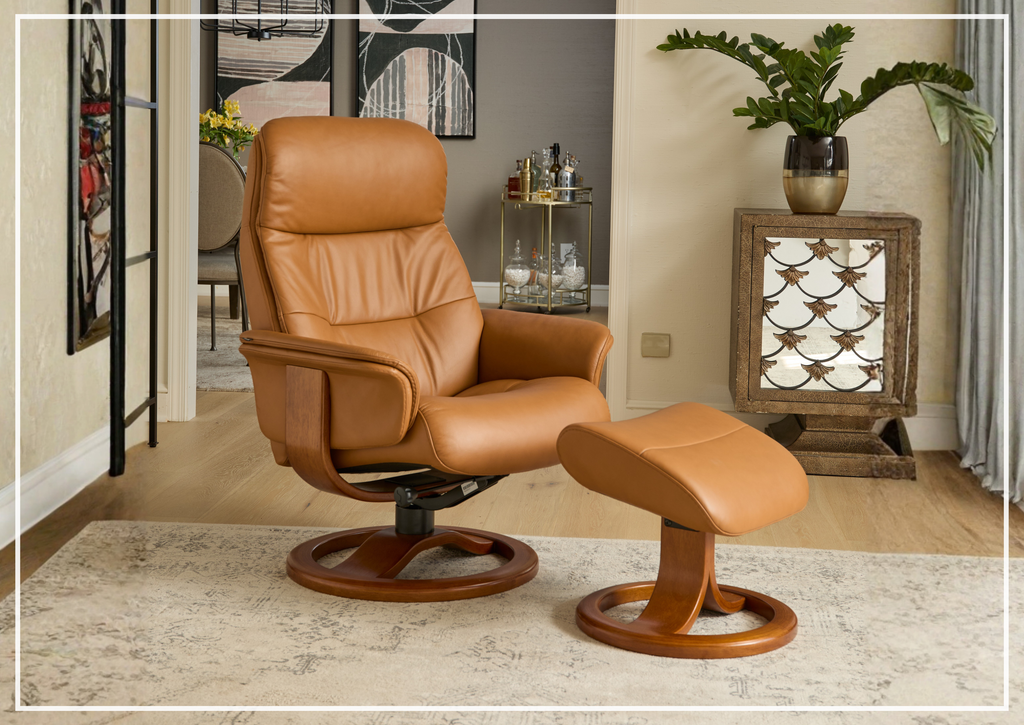 Fjords Anne R Swivel Recliner Chair with Ergonomic Foot Stool-Sofa Bed