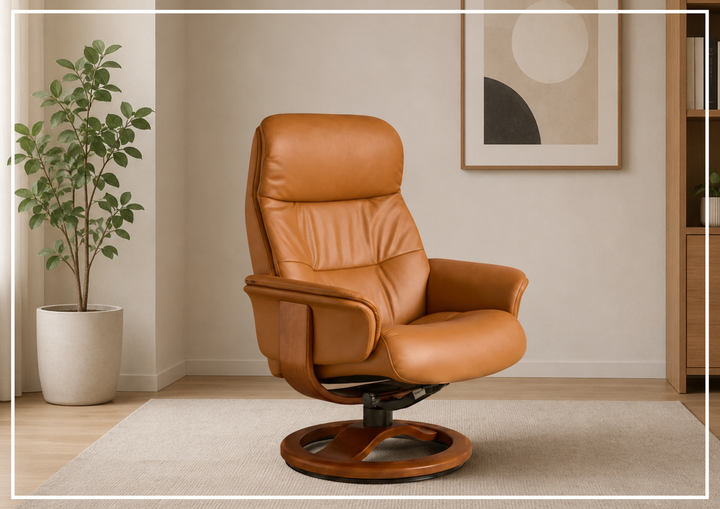 Fjords Anne R Swivel Recliner Chair with Ergonomic Foot Stool-Sofa Bed