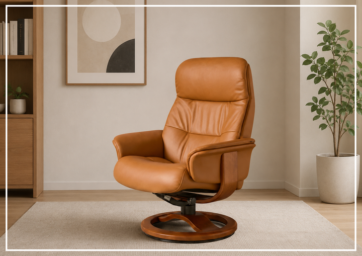 Fjords Anne R Swivel Recliner Chair with Ergonomic Foot Stool-Sofa Bed