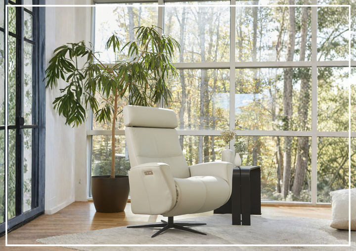 Fjords Magnus Leather Power Recliner Chair with Swivel Glider Base-Sofa Bed