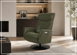 Fjords Oskar Leather Power Recliner Chair with Swivel Glider Base-Sofa Bed