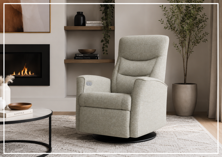 Fjords Oslo Power Glider Recliner Chair with Swivel Base & Rocking Motion-Sfa Bed