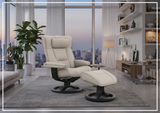 Fjords Regent R Leather Manual Swivel Recliner Chai with Footstool-Sofa Bed