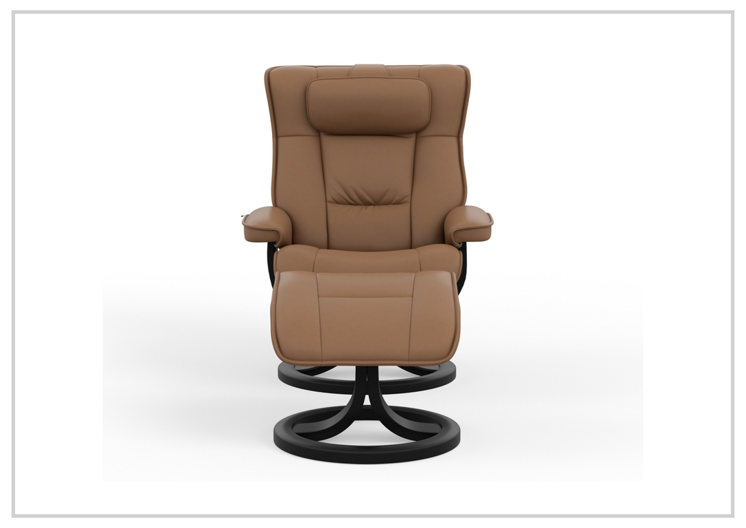 Fjords Regent R Leather Manual Swivel Recliner Chai with Footstool-Sofa Bed