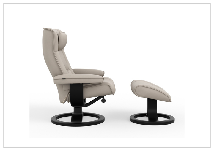 Fjords Regent R Leather Manual Swivel Recliner Chai with Footstool-Sofa Bed