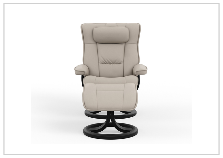 Fjords Regent R Leather Manual Swivel Recliner Chai with Footstool-Sofa Bed