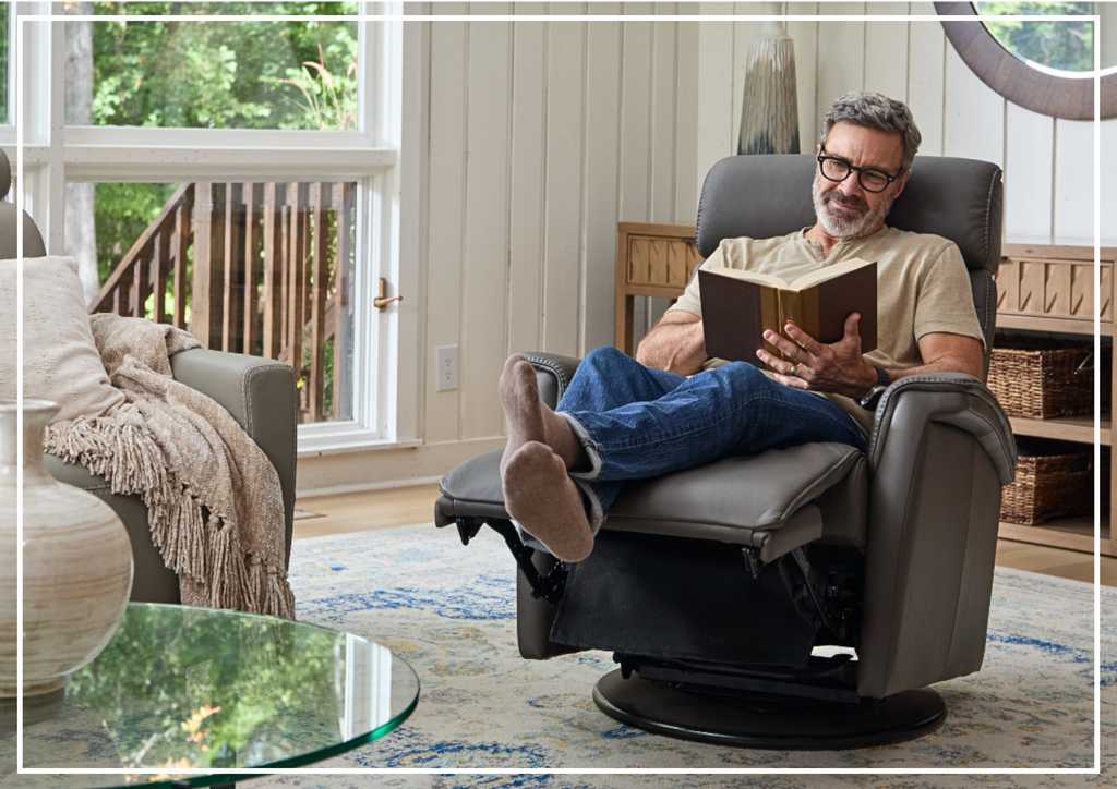 Fjords Rome Leather Power Recliner with Motorized Controls- SofaBed