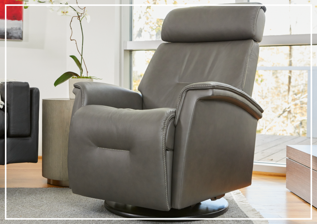 Fjords Rome Leather Power Recliner with Motorized Controls- SofaBed
