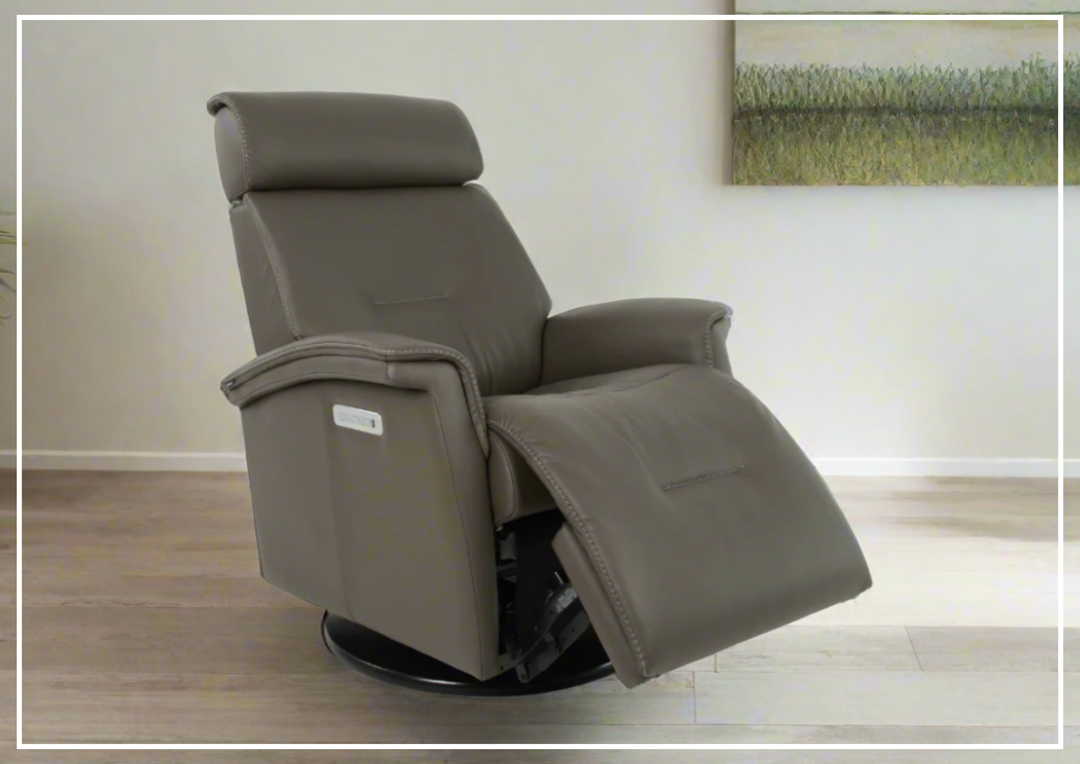 Fjords Rome Leather Power Recliner with Motorized Controls- SofaBed