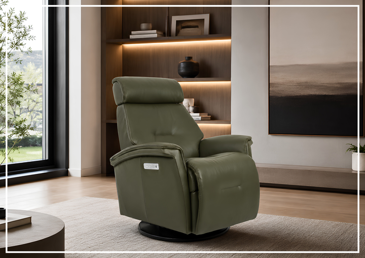 Fjords Rome Leather Power Recliner with Motorized Controls- SofaBed