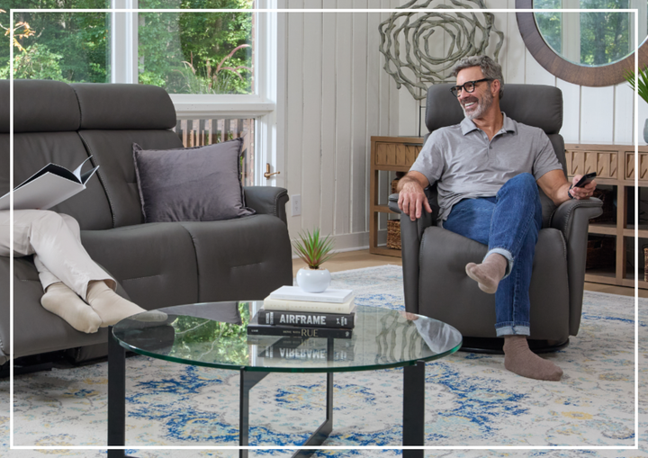 Fjords Rome Leather Power Recliner with Motorized Controls- SofaBed