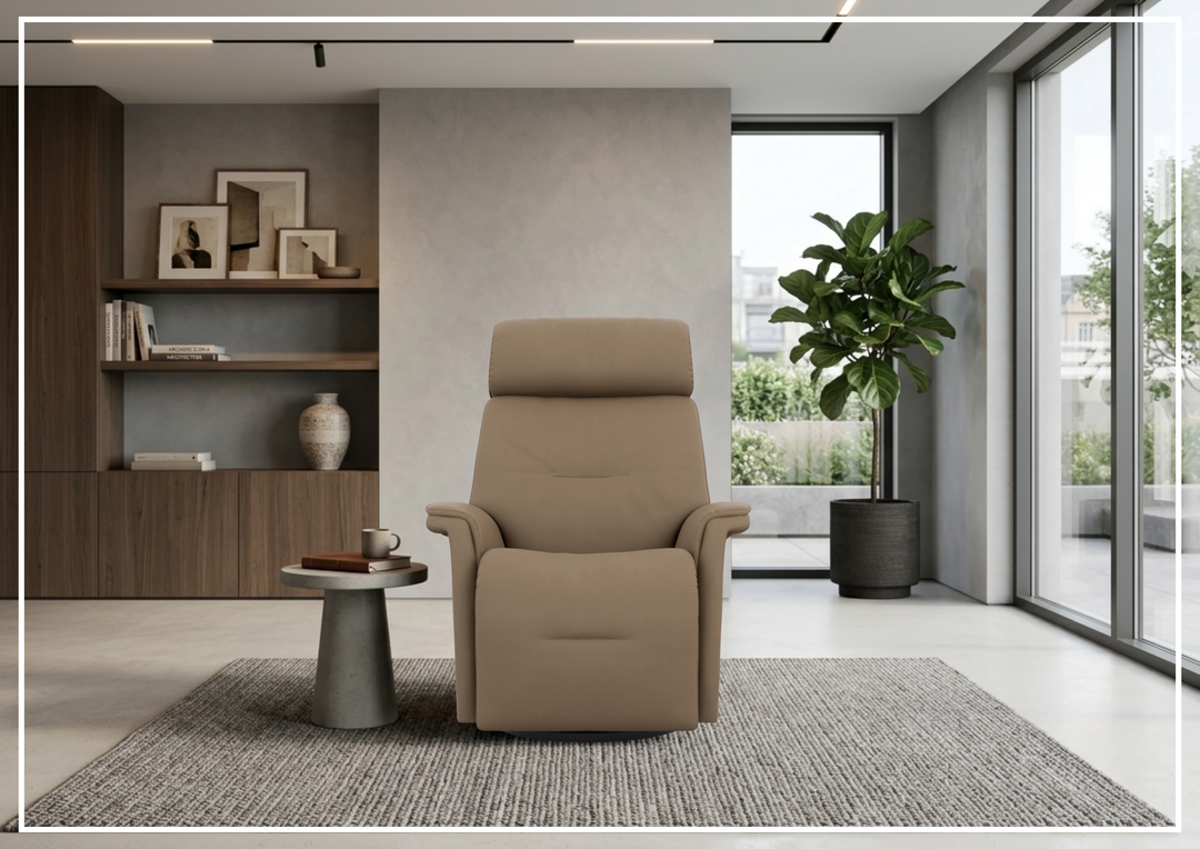 Fjords Rome Leather Power Recliner with Motorized Controls