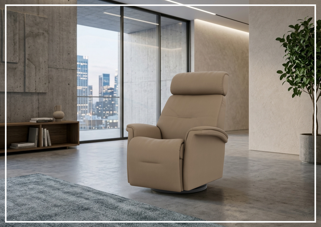 Fjords Rome Leather Power Recliner with Motorized Controls