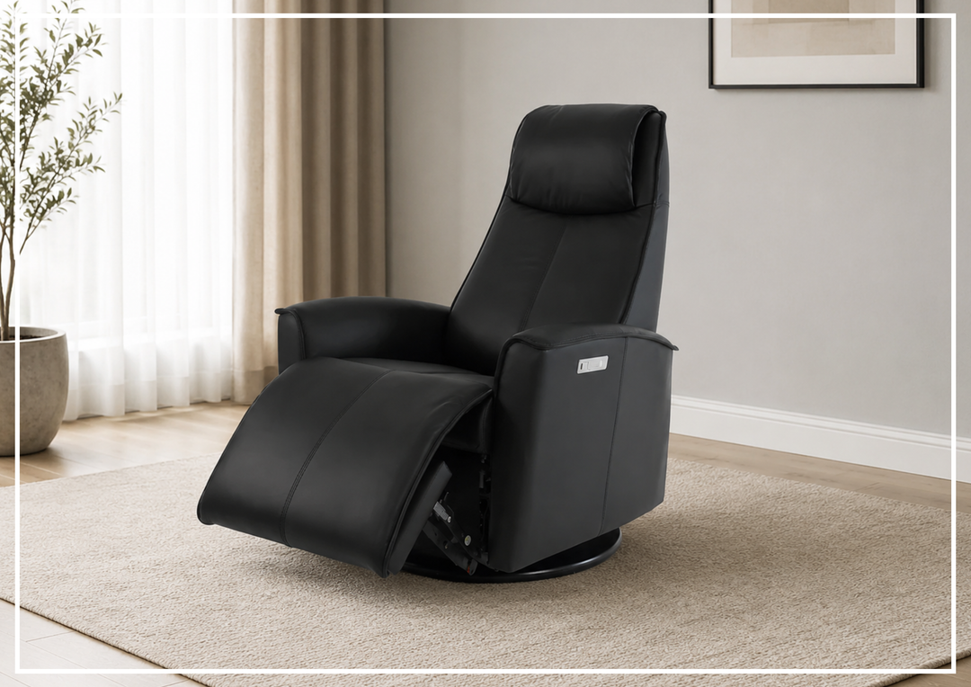 Fjords Urban Leather Power Recliner Chair with Swivel Glider Base-Sofa Bed