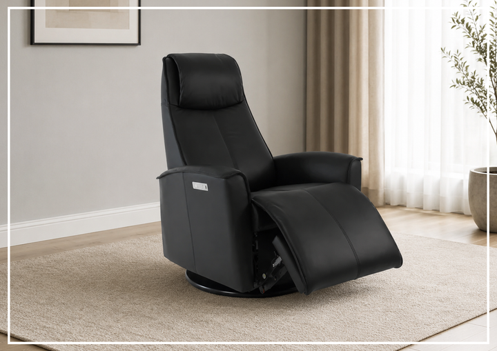 Fjords Urban Leather Power Recliner Chair with Swivel Glider Base-Sofa Bed