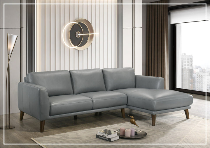 Gio Italia Fontera Leather Sectional Sofa with Chaise - SOFABED