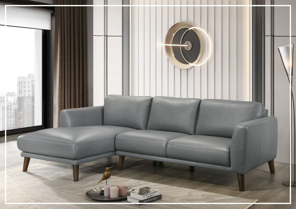 Gio Italia Fontera Leather Sectional Sofa with Chaise - SOFABED