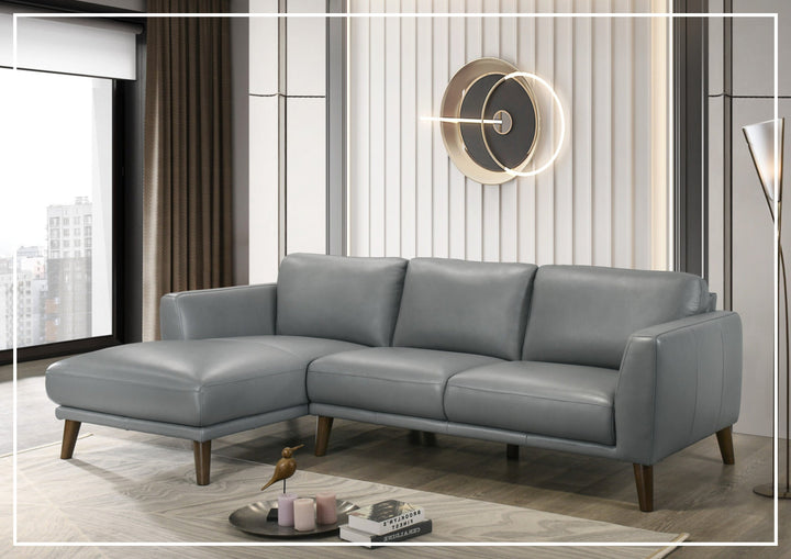 Gio Italia Fontera Leather Sectional Sofa with Chaise - SOFABED