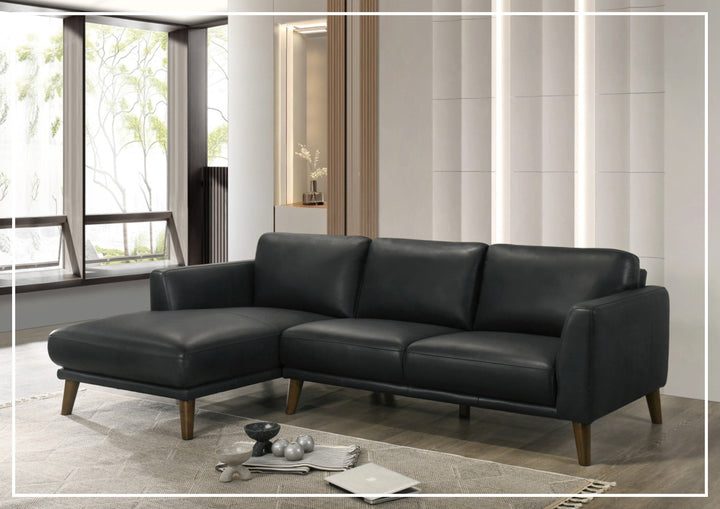 Gio Italia Fontera Leather Sectional Sofa with Chaise - SOFABED