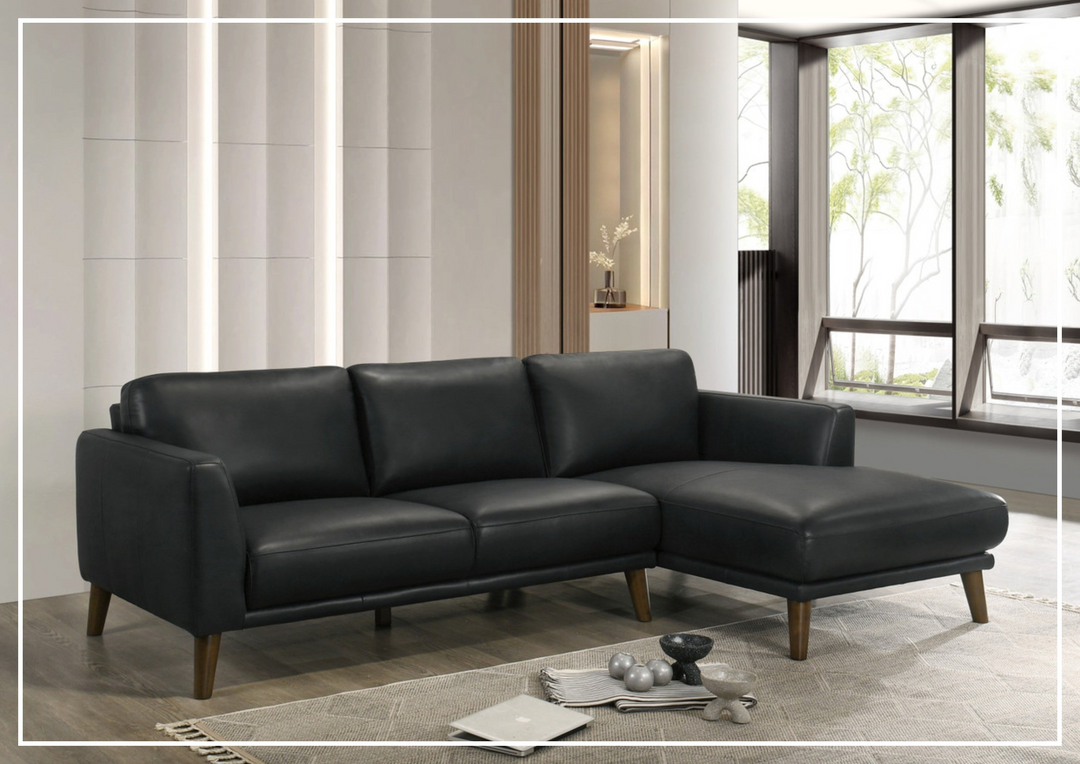 Gio Italia Fontera Leather Sectional Sofa with Chaise - SOFABED