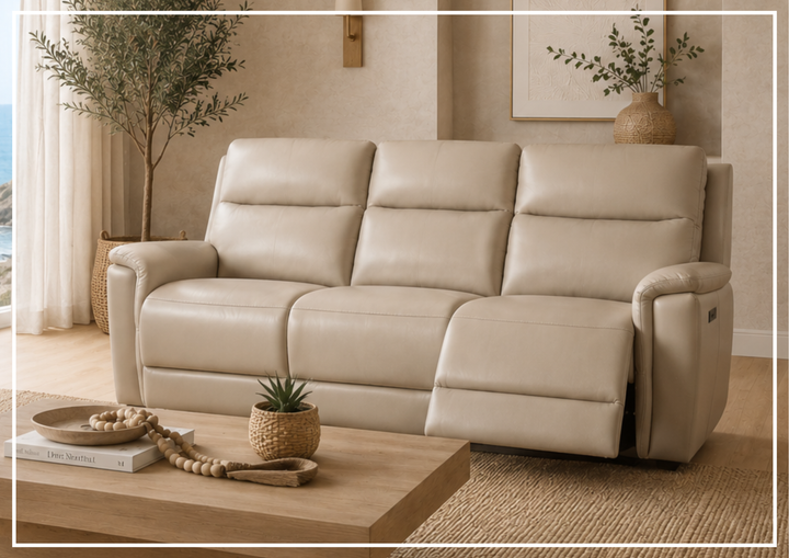 Geneva Leather Power Reclining Sofa | Dual Motor| USB & USB-C Port | Klaussner-Sofabed