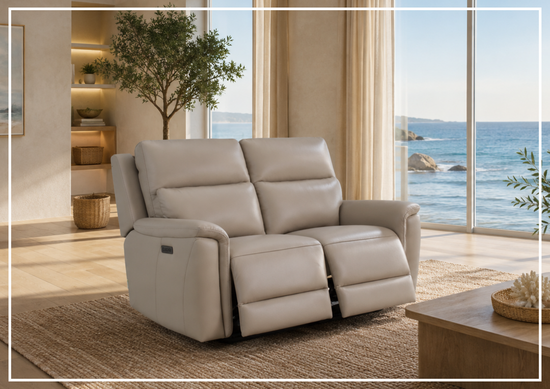 Klaussner Geneva Leather Power Reclining Loveseat with USB & USB-C-Sofabed