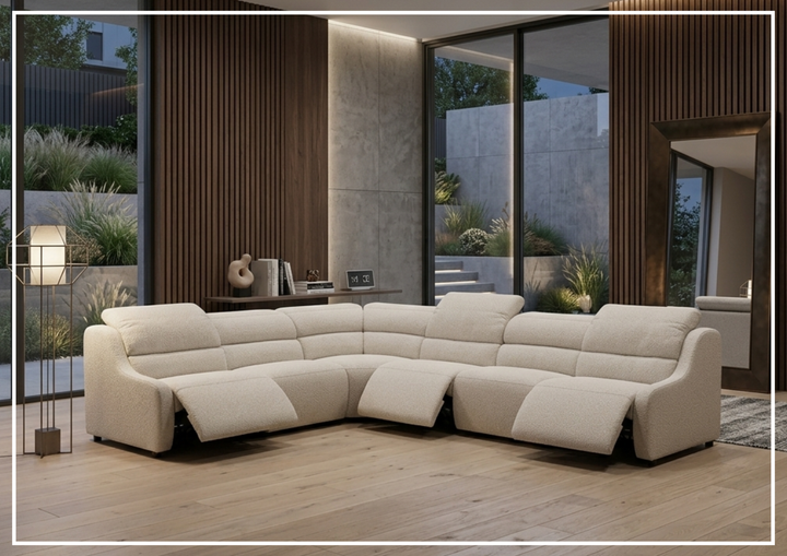 Bernhardt Gio Fabric Power Motion Sectional With Power Footrest