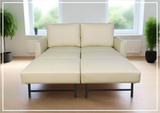 Gio Italia Nova Queen Leather Sleeper Sofa With Wood and Chrome Legs-Sofabed