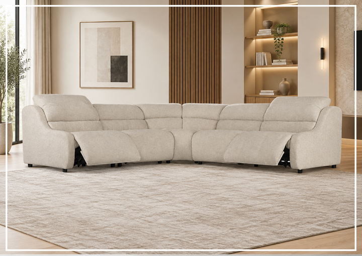 Bernhardt Gio Fabric Power Motion Sectional With Power Footrest